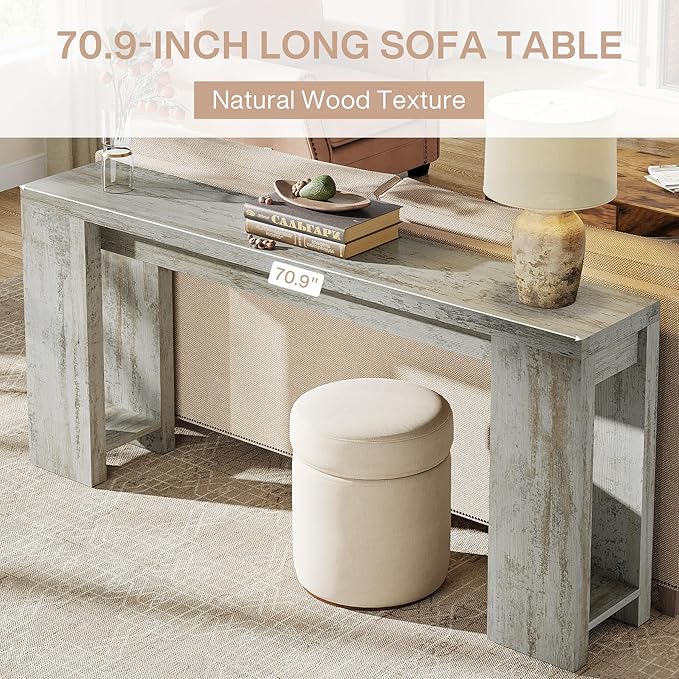 Tribesigns 70.9-Inch Long Console Table, Farmhouse Wooden Entryway Sofa Table Behind Couch, Narrow Entry Console for Living Room, Hallway, Entrance, Foyer
