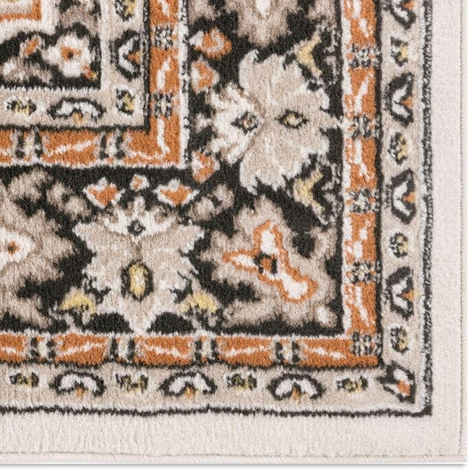 Home Dynamix Premium Sakarya Traditional Medallion Border Area Rug, Ivory/Brown, 7'9"x10'8" Rectangle