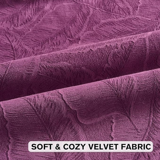 FUTEI Purple Velvet Throw Pillow Covers 12x20 Inch Set of 2,Soft Embossed Leaf-Relief Textured Lumbar Pillow Cases,Natural Home Decor for Couch Living Room