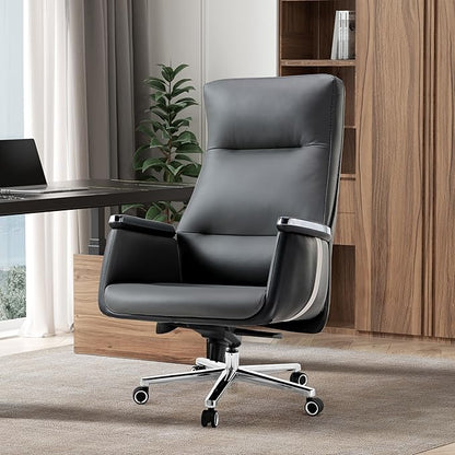 EUREKA ERGONOMIC Royal II Executive Office Chair High Back, Big and Tall with Extra Wide Seat, Silicone Leather Desk Chair Computer Chair, Modern Office Chair Home Office Desk Chairs-Gray
