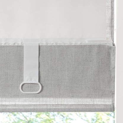 Madison Park Kyler Cordless Roman Shades - Single Panel, Lightweight Linen Blend Fabric, Natural Design, Easy Installation, Light Filtering Window Blind, Bedroom, Living Room Decor 29" W x 64" H Grey