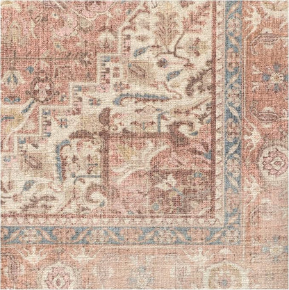 RUGGABLE Washable Area Rug – Kamran Rose Pink 2x3, Stain-Resistant, Non-Slip – Small Machine Washable Rugs for Living Room, Bedroom, Hallway, Entryway & Bathroom–with Standard Pad