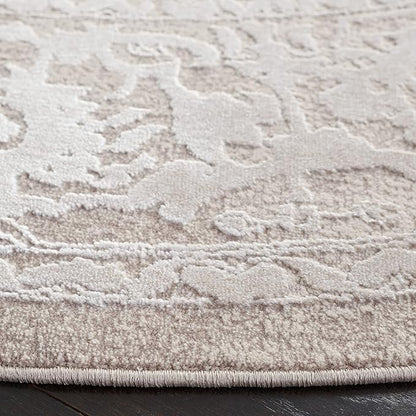 SAFAVIEH Area Rug 5' Round - Reflection Collection - Beige & Cream, Non-Shedding & Easy Cleaning, Ideal for Living Room, Bedroom (RFT665A)