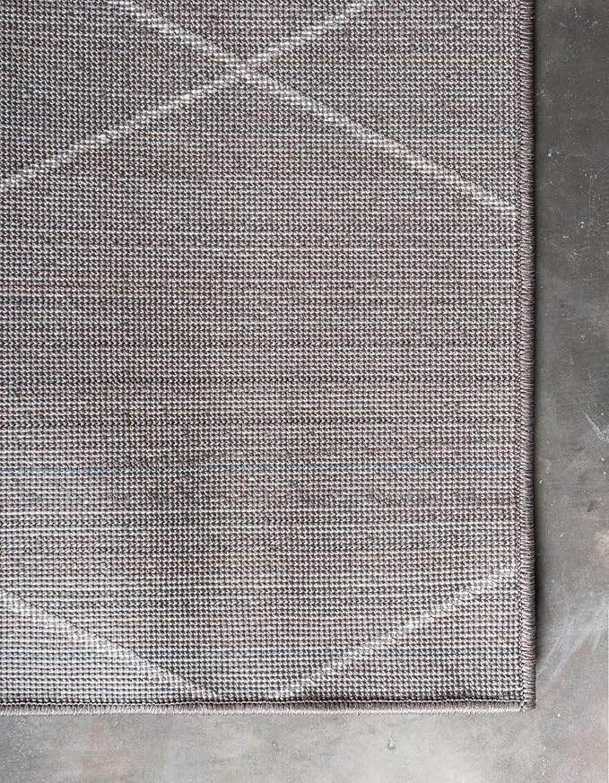 Unique Loom Trellis Frieze Collection Area Rug - Geometric (7' Square, Dark Gray/ Ivory)