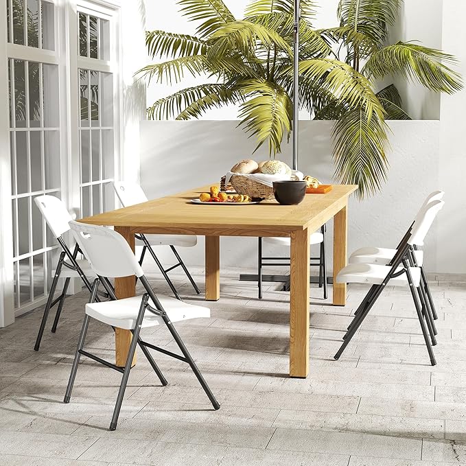 20 Pack Folding Chair, 800 Weight Limit Heavy Duty Plastic Folding Chair Portable Seating for Indoor Outdoor Events, Wedding, Party, Restaurant, Meeting Room White