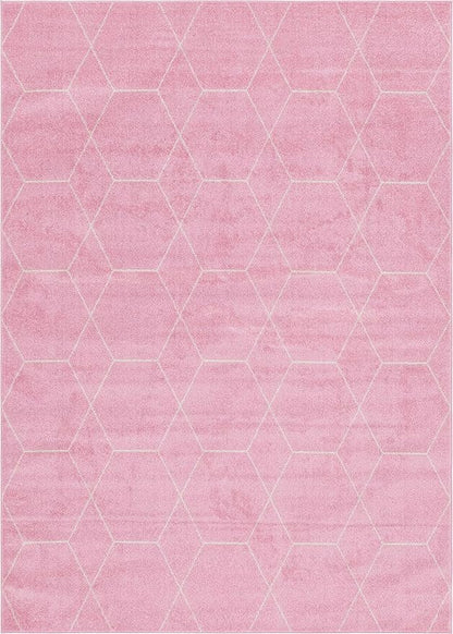 Unique Loom Trellis Frieze Collection Area Rug - Geometric (8' x 11', Light Pink/ Ivory)