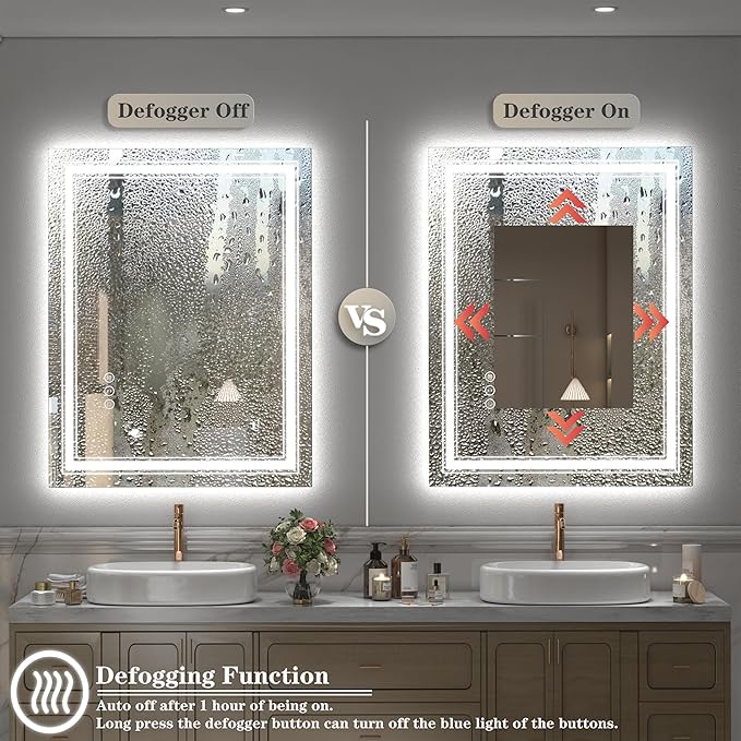 40x30 Inch Lighted LED Bathroom Mirror for Wall, Lighted Vanity Mirror for Wall, Dimmable, Shatter-Proof, Anti-Fog, Front Lights + Backlit(ETL Listed)