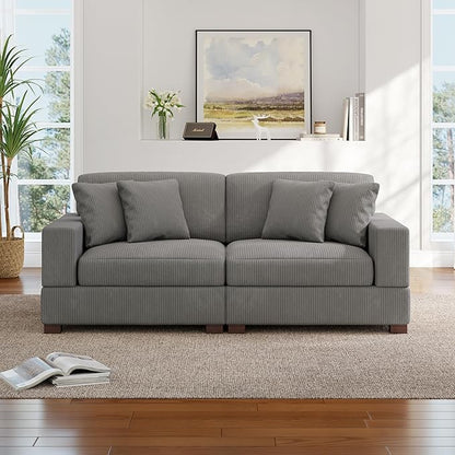 Modular Sectional Couches for Living Room, 82.6" Modern Loveseat 2-Seater Sofa Couch, Upholstered Couches for Living Room Bedroom, Light Grey