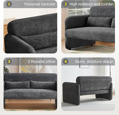 59" W Upgrade Lambswool Fabric Loveseat Sofa, Modern Love seat Couch, Solid and Easy to Install, Upholstered 2-Seater Couch for Bedroom, Apartment, Living Room