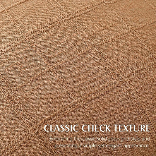 Foindtower Set of 2 Decorative Linen Check Throw Pillow Covers Neutral Farmhouse Lumbar Cushion Covers Modern Boho Home Decor for Sofa Chair Couch Bedroom Living Room,12×20 Inch,Brick