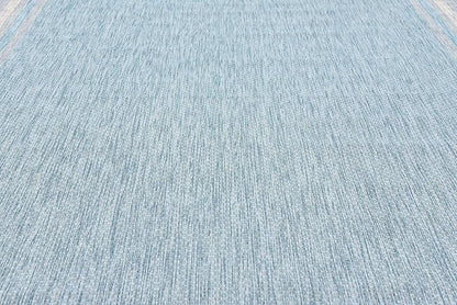 Unique Loom Outdoor Border Collection Area Rug - Soft Border (9'x 12' Rectangle, Aquamarine/ Ivory)
