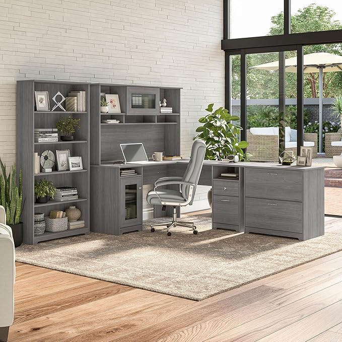 Bush Furniture Cabot 2 Drawer Lateral File Cabinet in Modern Gray, Home Office Chest for Letter, Legal, and A4-Size Document Storage