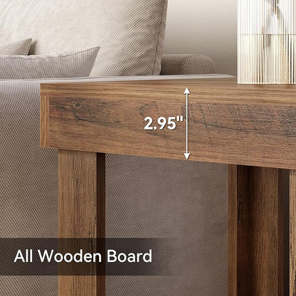 LITTLE TREE 2-Tier End Table, All Wooden Square Side Table with 2 Storage Shelves, Farmhouse Chairside Table Side End Table for Living Room, Small Bedside Table Nightstand for Bedroom, Natural Color