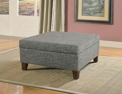 HomePop Square Storage Ottoman with Wood Legs, Slate Gray