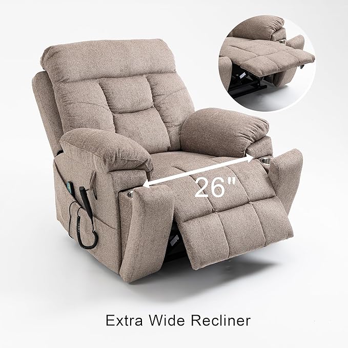 Lift Chair Recliners Lay Flat Sleeping Dual Motor for Elderly Infinite Position Recliner with Heat Massage Up to 400 LBS Electric Power Lift Recliner