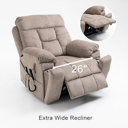 Lift Chair Recliners Lay Flat Sleeping Dual Motor for Elderly Infinite Position Recliner with Heat Massage Up to 400 LBS Electric Power Lift Recliner