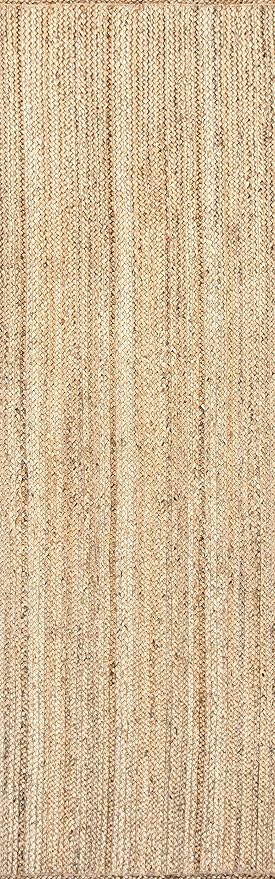 nuLOOM 2x10 Rigo Jute Hand Woven Area Rug, Natural, Solid Farmhouse Design, Natural Fiber, For Bedroom, Living Room, Dining Room, Hallway, Office, Kitchen, Entryway