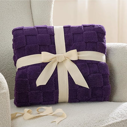 Bedsure GentleSoft Purple Throw Blanket for Couch - Checkered Fleece Blankets Gifts for Women Men Girls, Cute Soft Cozy Throw for Bedroom Home Decor Gifts, 50x60 Inches