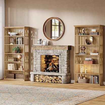 Tribesigns 6-Tier Bookshelf, 75-Inch Tall Bookcase, Large Bookshelves and Bookcases Freestanding Display Shelves, Wood Book Shelf for Living Room, Home Office, Bedroom, Light Brown (2Packs)