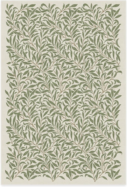 RUGGABLE x Morris & Co Machine Washable Area Rug – Pure Willow Boughs Green 6x9, Stain-Resistant, Non-Slip – Medium Rugs for Living Room, Bedroom, Hallway, Entryway & Office–with Cushioned Pad