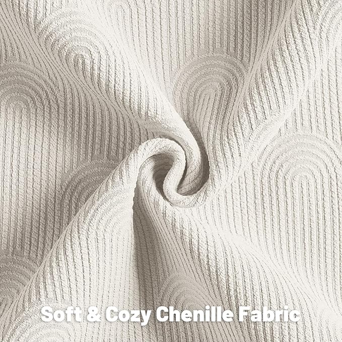 FUTEI Cream Chenille Decorative Throw Pillow Covers 16x16 Inch Set of 2,Soft Cozy Striped Geometric Patterns Cushion Cases,Modern Home Decor for Couch Bed Living Room