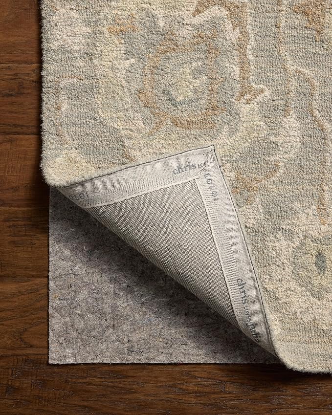 Loloi Chris Loves Julia Dorothea Collection DRT-01 Stone/Multi 8'-6" x 11'-6" Area Rug Wool Neutral Floral Living Room Bedroom Carpet