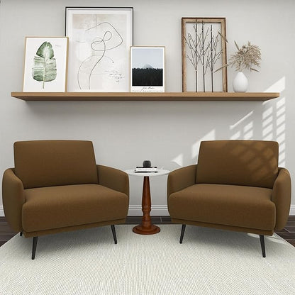 Oversized Accent Chair for Living Room Chairs Reading Arm Chair Comfy Modern Single Sofa Side Chairs with Metal Legs & Soft Cushion for Bedroom, Waiting Room (Velvet Brownish, Set of 2)