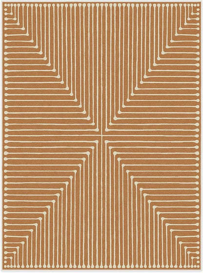 RUGGABLE x Jonathan Adler Machine Washable Modern Area Rug – Inkdrop Copper 9x12, Stain-Resistant, Non-Slip – Large Rugs for Living Room, Bedroom, Hallway, Entryway & Office–with Standard Pad