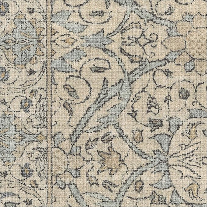 RUGGABLE x Morris & Co Washable Area Rug – Montreal Natural Blue 2x3, Stain-Resistant, Non-Slip – Small Machine Washable Rugs for Living Room, Bedroom, Hallway, Entryway & Bathroom–with Standard Pad