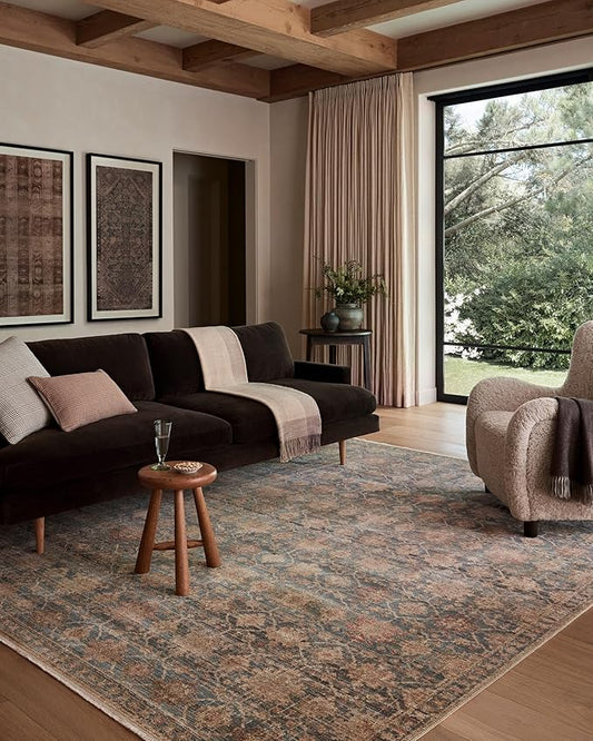 Loloi Amber Lewis Molly Collection MOL-03 Ocean/Sunset 5'-3" x 7'-9" Low Pile Area Rug