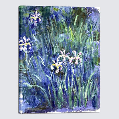 Wieco Art Large Canvas Print Wall Art Irises by Claude Monet Oil Paintings Reproduction Landscape Pictures Artwork on Canvas Art for Living Room Decorations and Wall Decor