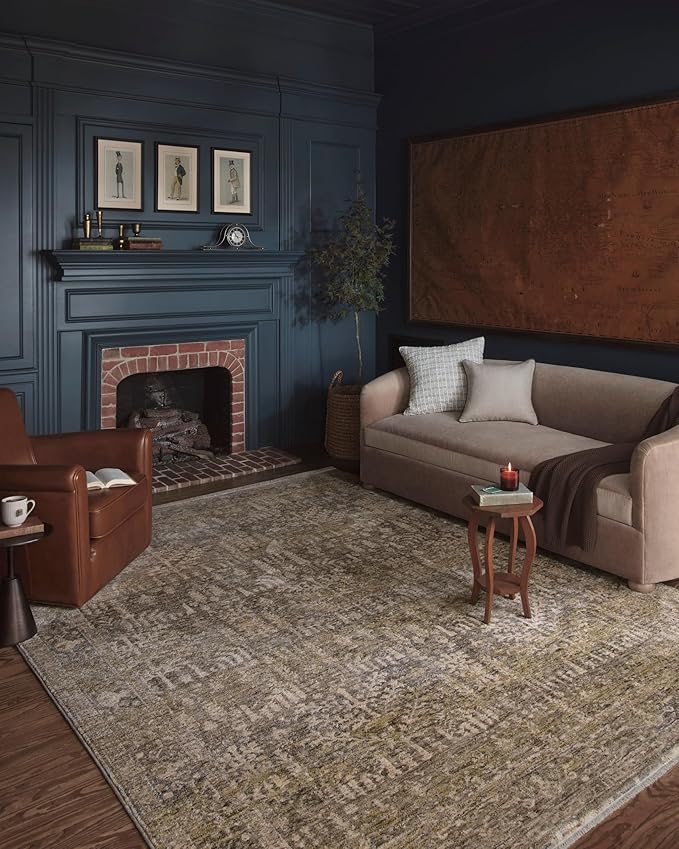 Loloi Magnolia Home by Joanna Gaines Junie Collection JUE-02 Moss/Natural 9'-6" x 9'-6", .38" Pile Height, Round Area Rug