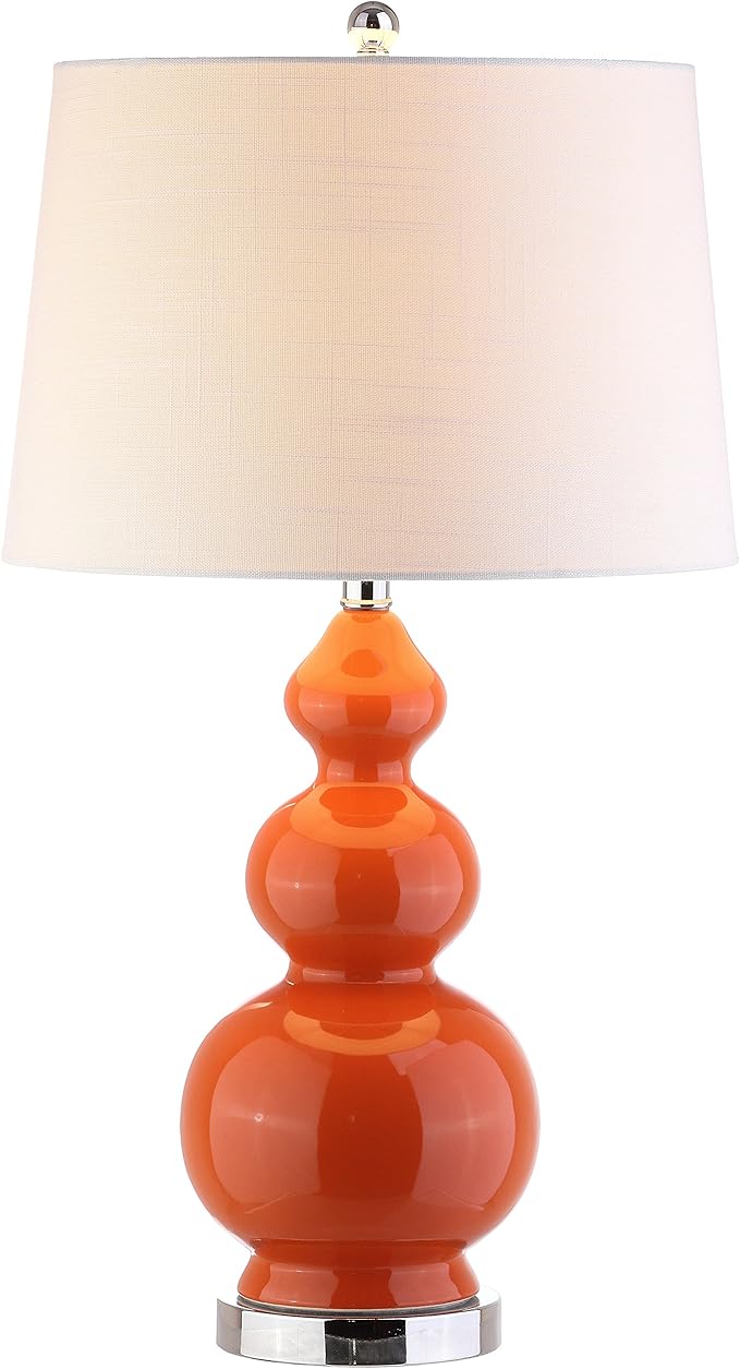 JONATHAN Y JYL4023A Bowen 27.5" Ceramic LED Table Lamp Contemporary Transitional Bedside Desk Nightstand Lamp for Bedroom Living Room Office College Bookcase LED Bulb Included, Coral