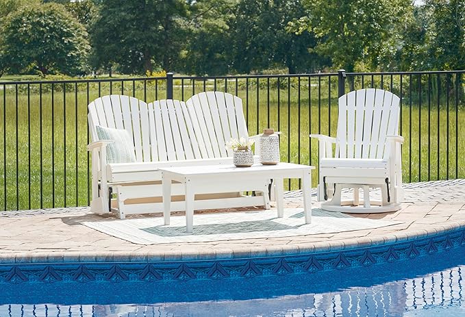 Signature Design by Ashley Hyland Wave Modern Weather Resistant HDPE Outdoor Coffee Table, White