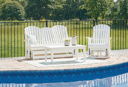 Signature Design by Ashley Hyland Wave Modern Weather Resistant HDPE Outdoor Coffee Table, White