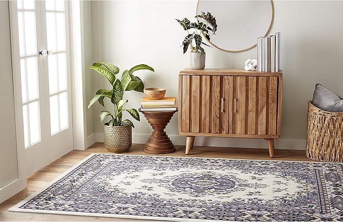 Home Dynamix Premium Sakarya Traditional Medallion Border Area Rug, Porcelain, 5'2"x7'4" Rectangle