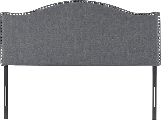 Naomi Home Catalina Queen Headboard – Adjustable Linen Upholstered Tufted Panel with 12 Height Settings, Wall-Mount or Bed Frame Mount, Sturdy Wood Frame, Nailhead Trim – Light Gray