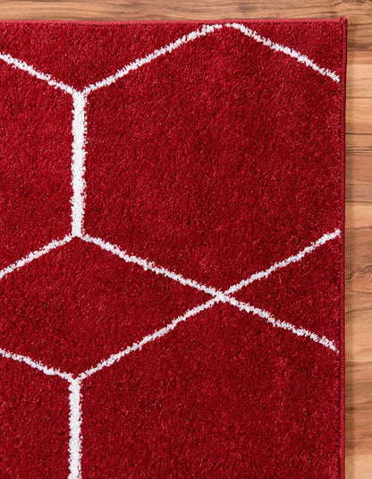 Unique Loom Trellis Frieze Collection Area Rug - Geometric (2' x 6' 1" Runner, Red/ Ivory)