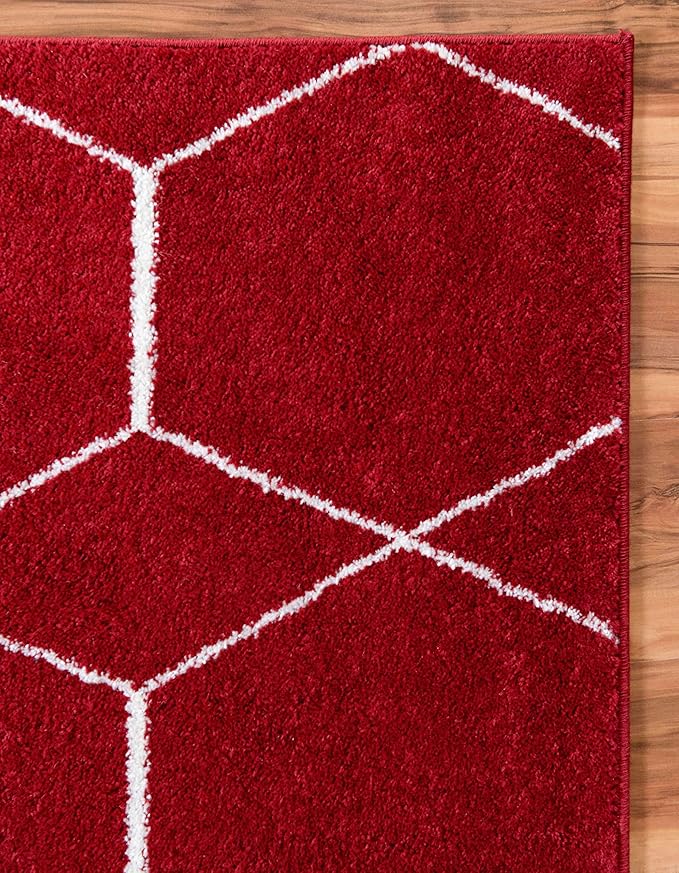 Unique Loom Trellis Frieze Collection Area Rug - Geometric (9' x 12' 2", Red/ Ivory)