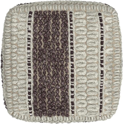 SIMPLIHOME Grady Contemporary Square Pouf in Magenta and Natural Handloom Woven for The Living Room, Bedroom and Kids Room