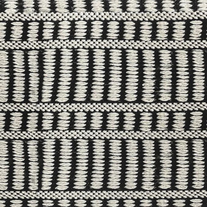 SIMPLIHOME Safford 20-inch Wide Pouf in Black and White, Handwoven Outdoor/Indoor Boho-Style Ottoman for Living Room, Bedroom, or Patio, Weather-Resistant, UV-Protected, Assembled
