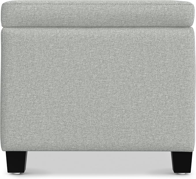 SIMPLIHOME Avalon Storage Ottoman Bench - 48 inch Wide Upholstered Linen Look Fabric Rectangular Lift-Top Ottoman in Light Stone Grey, Transitional Storage Bench for Living Room with High-Density Foam