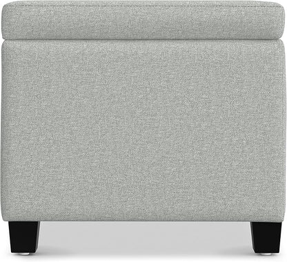 SIMPLIHOME Avalon Storage Ottoman Bench - 48 inch Wide Upholstered Linen Look Fabric Rectangular Lift-Top Ottoman in Light Stone Grey, Transitional Storage Bench for Living Room with High-Density Foam