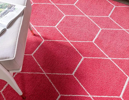Unique Loom Trellis Frieze Collection Area Rug - Geometric (7' x 10', Pink/ Ivory)