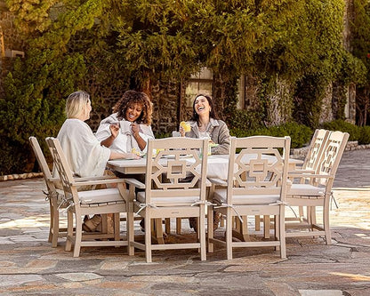 Martha Stewart by POLYWOOD Chinoiserie Outdoor Dining Arm Chair, Slate Grey, Durable HDPE All-Weather, Comfortable Patio Seating with Lattice Back, Backyard, Garden Furniture, Made in The USA
