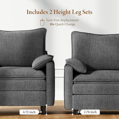 Vesgantti 40" Single Seat Sofa, Comfy Cloud Couch Deep Seat Upholstered Couch Chenille Modern Sofa with Armrest Pillow, Easy Assembly for Living Room, Bedroom and Apartment, Gray