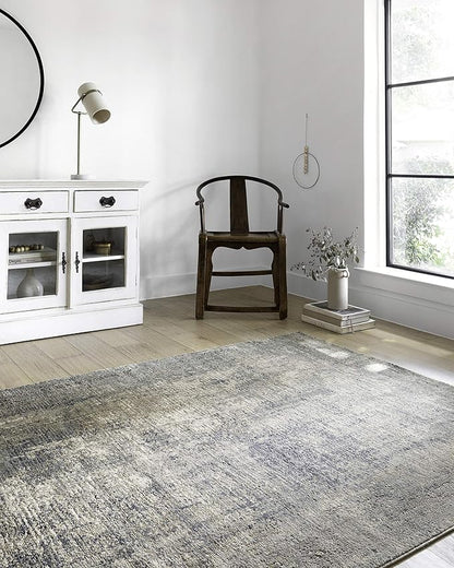Loloi Teagan Collection TEA-05 Denim/Slate 11'-6" x 15' Area Rug, Large, Soft Neutral Rug, High-Traffic for Living Room, Bedroom, Home Office, Dining Area