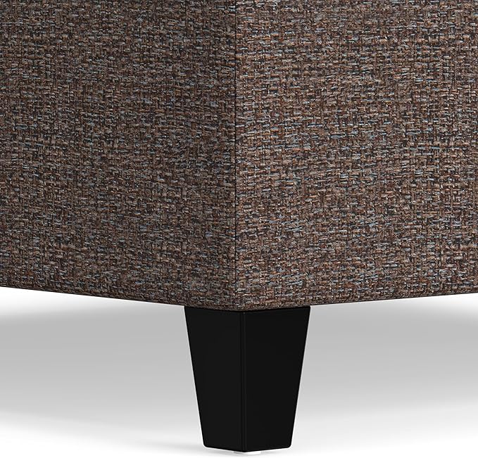 SIMPLIHOME Harrison 36 inch Wide Transitional Square Coffee Table Storage Ottoman in Mink Brown Tweed Look Fabric, Assembled, for the Living Room and Bedroom