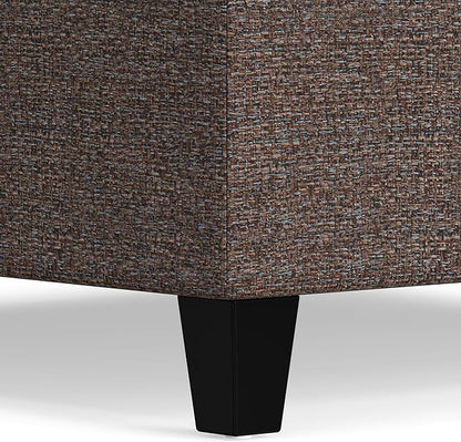 SIMPLIHOME Harrison 36 inch Wide Transitional Square Coffee Table Storage Ottoman in Mink Brown Tweed Look Fabric, Assembled, for the Living Room and Bedroom