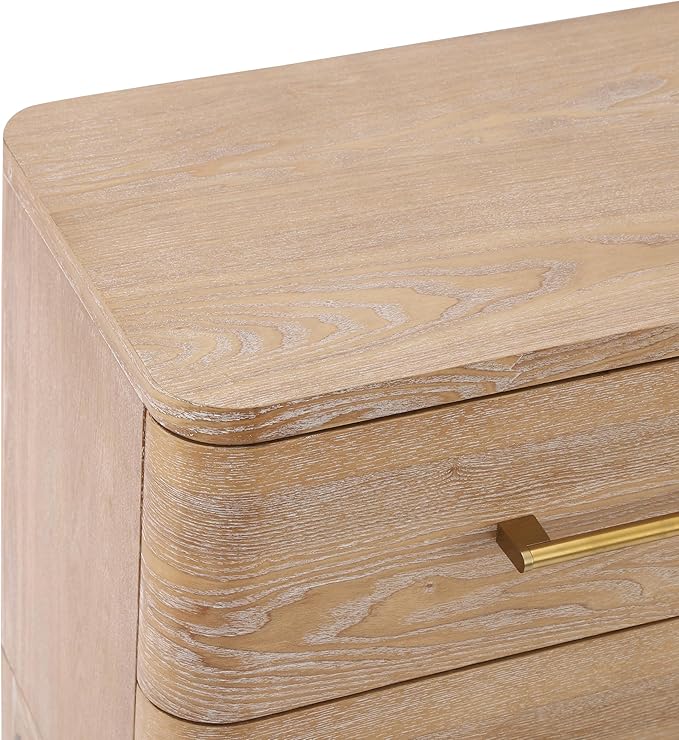 Christopher Knight Home Egbert Modern Nightstand with Drawers, Wooden Small Night Stand with Rounded Corners Design, Bedside Table/End Table for Bedroom, Multipurpose Storage Cabinet, Natural